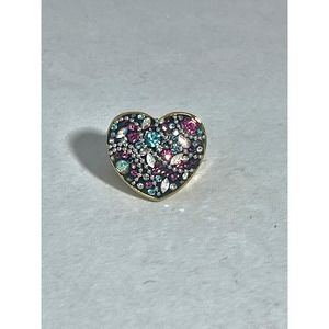 Vintage Linaje Stainless gold tone ring with multi-colored rhinestones sz. 5 3/4